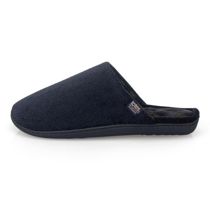 Isotoner® Mens Soft Cord Mule Slipper Navy Extra Image 3